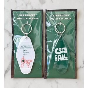 NWT Starbucks Motel Keychain 2pk 2026 Meet Me + Coffee For All Collectible Retro